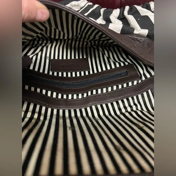 L.A.M.B. Dorset Chocolate Brown Leather Clutch with Faux Snakeskin - Picture 9 of 14